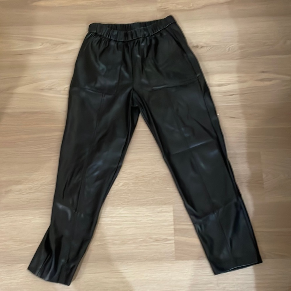 Faux leather boyfriend style pants
